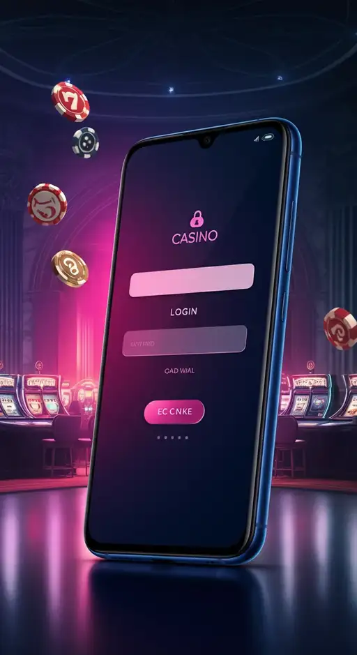 Interface de connexion sécurisée de Twin Casino affichant les champs d'identifiant et de mot de passe sur un écran de smartphone et un ordinateur portable, symbolisant l'accès multi-appareils.